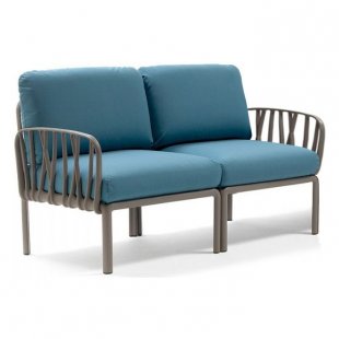 Plastic sofa with cushions Komodo 2, frame color tortora, upholstery blue