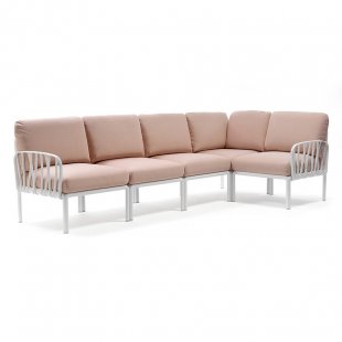 Plastic sofa with cushions Komodo 5 white/peach