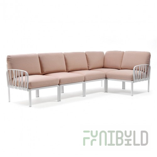 Plastic sofa with cushions Komodo 5 white/peach