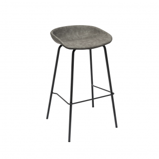 Bar stool Turin, gray eco-leather, black legs