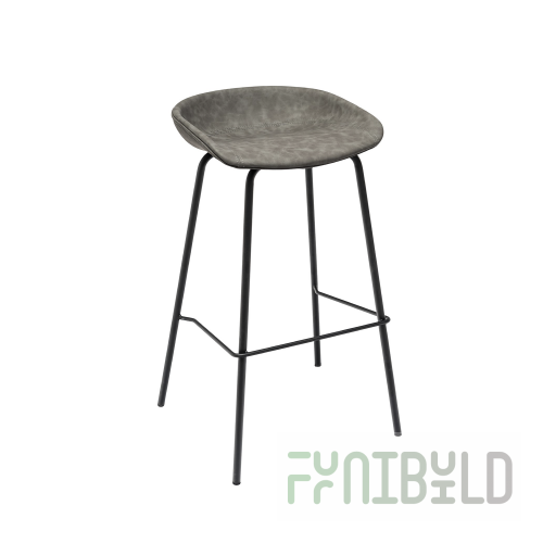 Bar stool Turin, gray eco-leather, black legs
