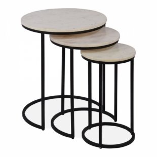 Madison Table x3, White Top, Black Frame