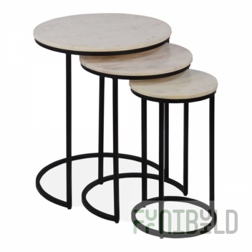 Madison Table x3, White Top, Black Frame