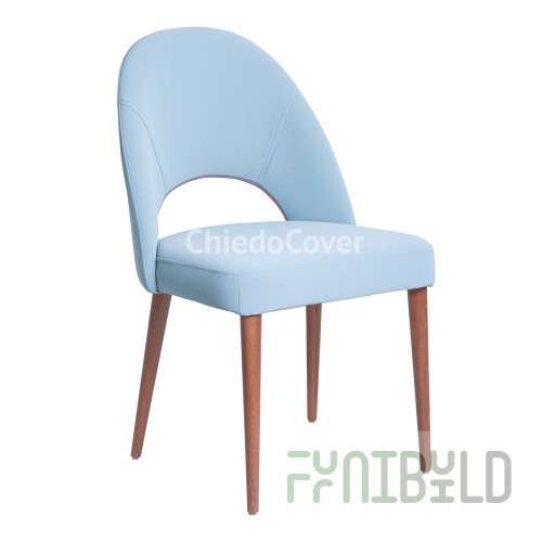 Mallin chair, beech legs, sky blue velour