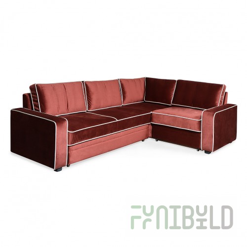 Buckler light sofa, with edging, with corner sector