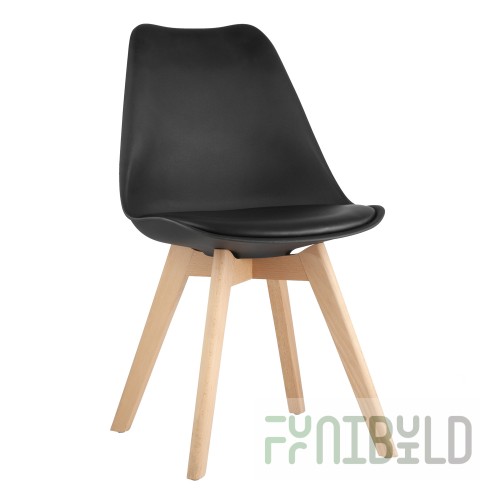 Chair FRANKFURT NEW, black, wooden legs