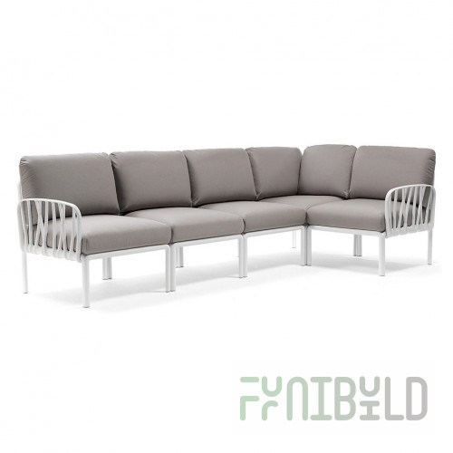 Plastic sofa with cushions Komodo 5 white/gray