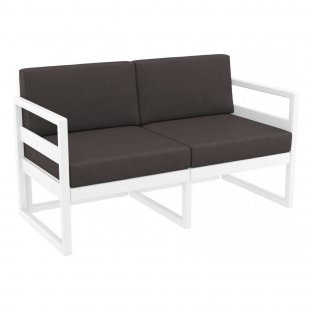Plastic sofa with cushions Mykonos white/dark gray