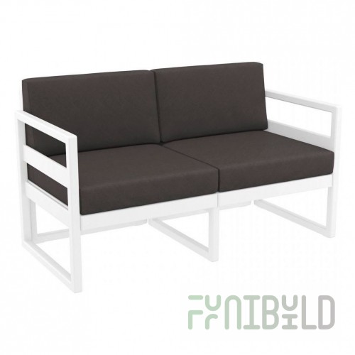 Plastic sofa with cushions Mykonos white/dark gray