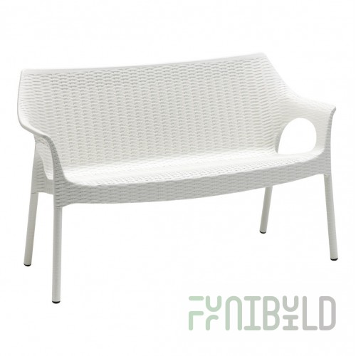 Plastic wicker sofa Olimpo Sofa, white