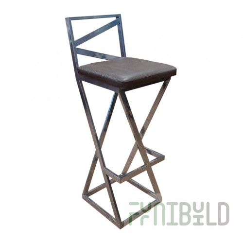 Bar stool Loft, chrome frame, eco-leather chocolate