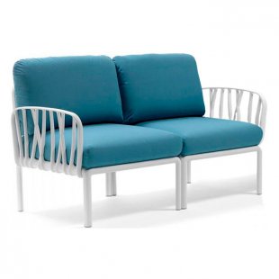 Plastic sofa with cushions Komodo 2, white/blue