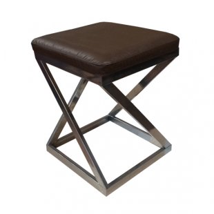 Stool Loft, frame chrome, chocolate eco-leather