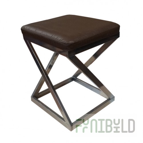 Stool Loft, frame chrome, chocolate eco-leather