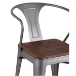 Tolix chair with armrests Silver matt + dark wood