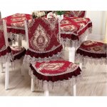 Tablecloth and chair covers with backrest, red