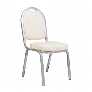 Chair Asia 25mm smooth frame - silver, beige velour