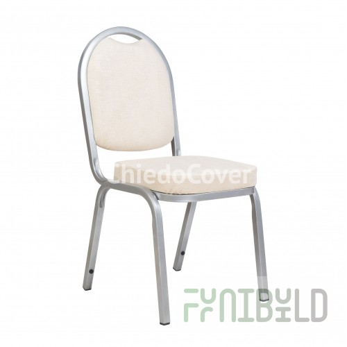 Chair Asia 25mm smooth frame - silver, beige velour