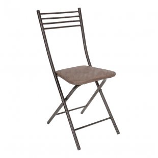 Folding chair with solid back, antique copper/brown