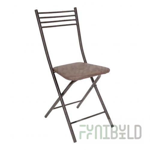 Folding chair with solid back, antique copper/brown