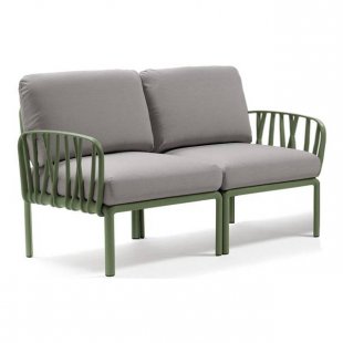 Plastic sofa with cushions Komodo 2, frame color agave, upholstery gray
