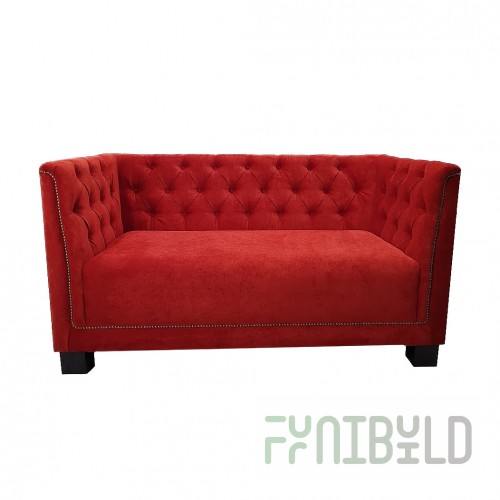 Sofa Florence, black frame, upholstery velour Bella 04 Burgundy