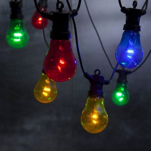 Circus Light Bulb Garland 10 Bulbs, Multicolored