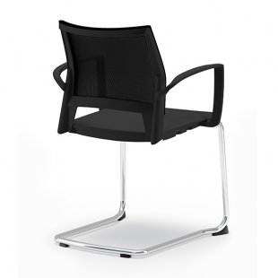 Gaius plastic chair on runners with armrests, with mesh