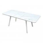 Table Aruba 160 white glazed glass