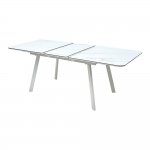 Table Aruba 160 white glazed glass