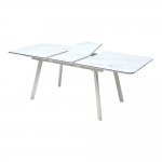 Table Aruba 160 white glazed glass