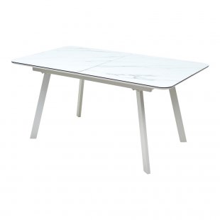 Table Aruba 160 white glazed glass