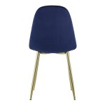 Valencia chair, blue velour, gold legs