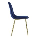Valencia chair, blue velour, gold legs