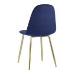 Valencia chair, blue velour, gold legs