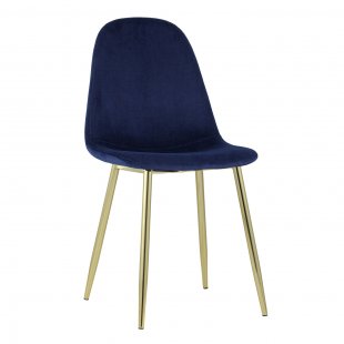 Valencia chair, blue velour, gold legs