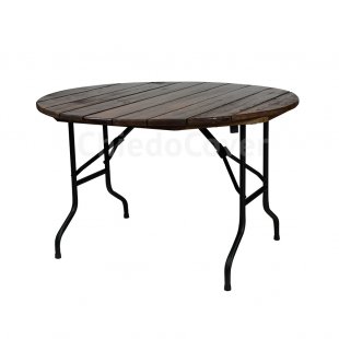 Table Leader 3, outdoor, made of slats, dark