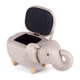 Pouf Elephant with storage compartment French gray