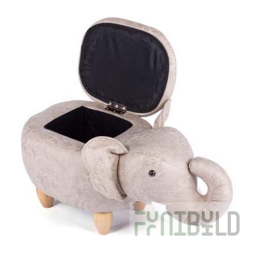 Pouf Elephant with storage compartment French gray