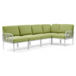Plastic sofa with cushions Komodo 5 white/avocado