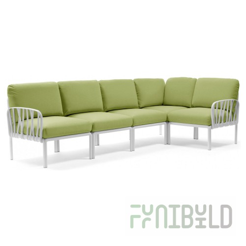 Plastic sofa with cushions Komodo 5 white/avocado