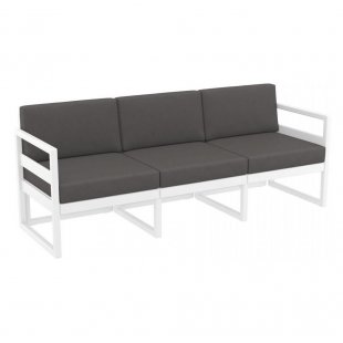 Plastic sofa with cushions Mykonos XL, white/dark grey