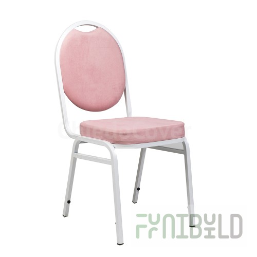Chair Round 20mm - white, pink velour