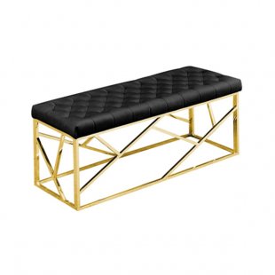 Art Deco bench, black velvet, gold
