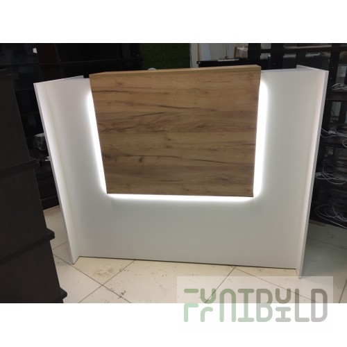 Reception desk straight with wood decor