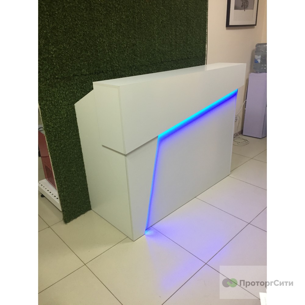 Reception desk (administrator) white with a bevel