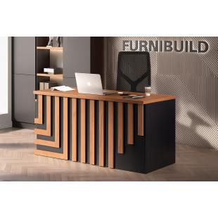 Neptune Executive Writing Desk — Black & Wood Modern Design