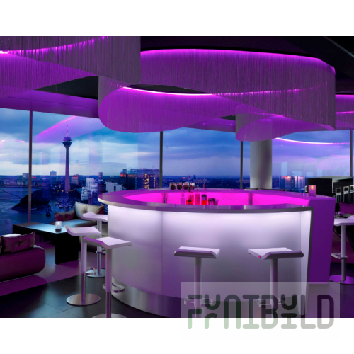 Modular bar counter with lighting for a shop and a bar