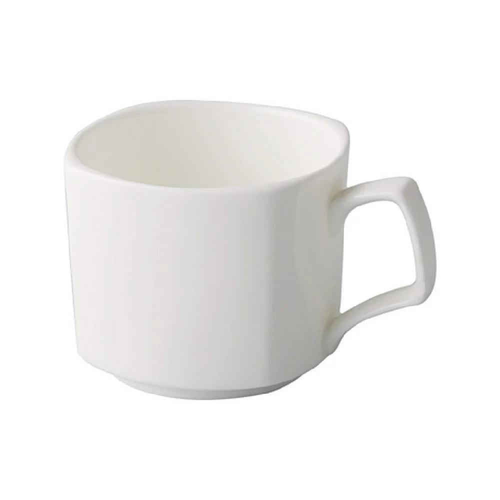 CAC China NGA-1 8 Oz. with Glazed Foot Square Cup Porcelain Bone White