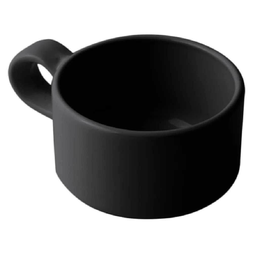 Bon Chef 3033BLK 10 Oz Soup Cup with side handle Black Ceramic-Look Aluminum